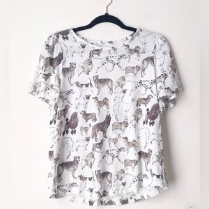 NEW Anthropologie 39 of 52 Conversations Dog Print Tee Size M